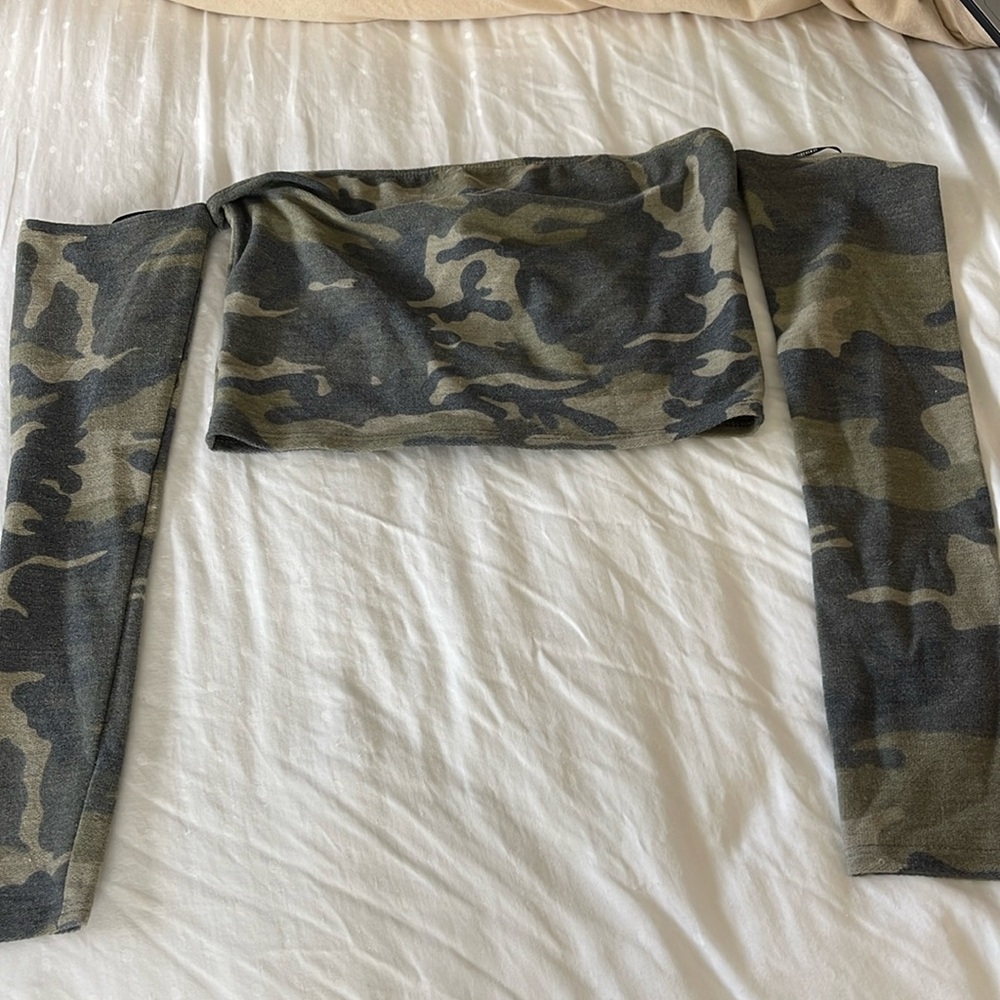 Camo off the shoulder top
